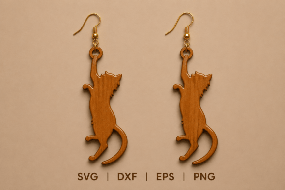 Download Hanging Cat Earrings SVG - Earrings Collection