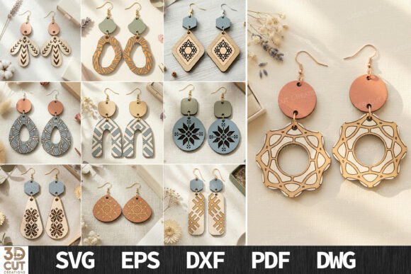 Download Boho Wood Earrings SVG Bundle - Premium Bundle