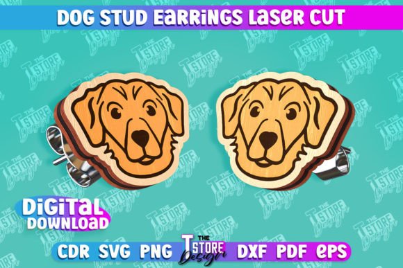 Download Dog Stud Earrings Laser Cut Templates - Earrings Collection