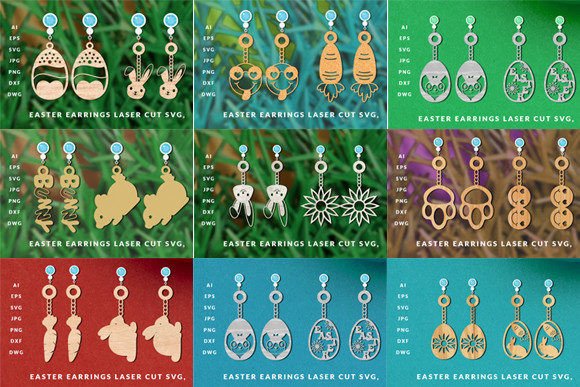 Download Happy Easter Earrings Laser Cut Bundle - Earrings Collection
