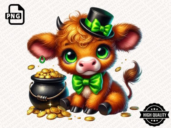 Download St Patrick Baby Highland Cow Clipart PNG - Premium Resources