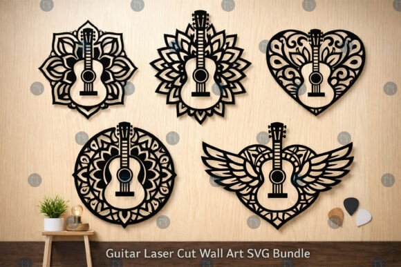 Download Laser Cut Guitar Wall Art SVG Bundle - Guitar wall art Collection