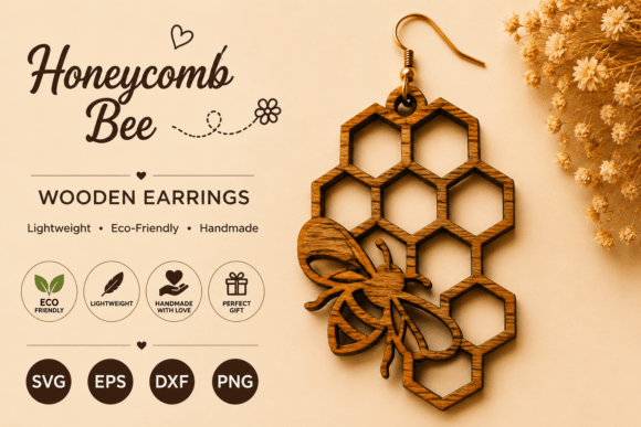 Download Wooden Bee Earrings SVG Laser Cut Files - Premium Resources