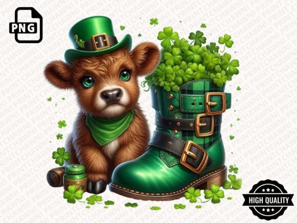 Download St Patrick Baby Highland Cow Clipart PNG - Premium Resources