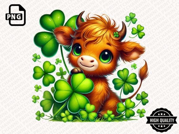 Download St Patrick Baby Highland Cow Clipart PNG - Premium Resources
