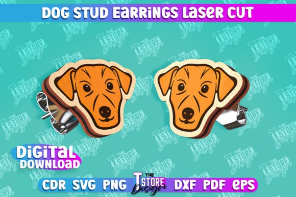 Download Dog Stud Earrings Laser Cut Templates - Earrings Collection