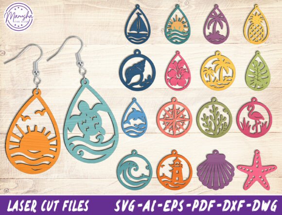 Download Summer Beach Earrings SVG Bundle - Earrings Collection