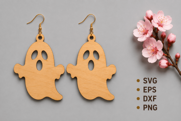 Download Halloween Ghost Laser Cut Earrings SVG - Earrings Collection