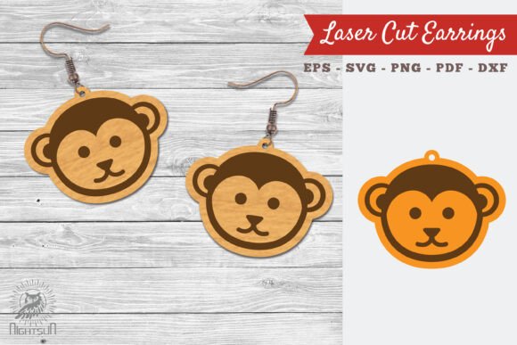 Download Cute Monkey Laser Cut Earrings Design - Earrings Collection