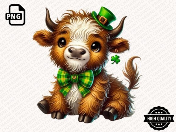 Download St Patrick Baby Highland Cow Clipart PNG - Premium Resources